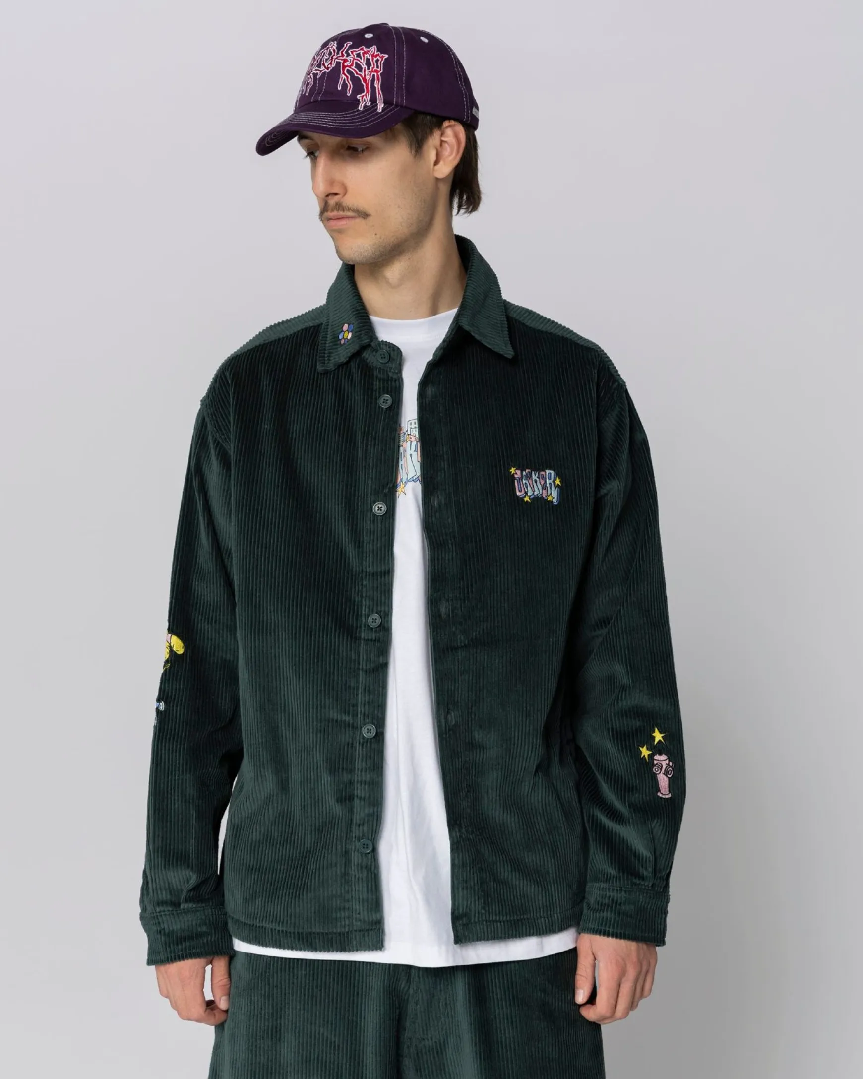 Jacker City Tour Corduroy Shirt-Dark Green