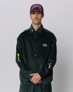Jacker City Tour Corduroy Shirt-Dark Green