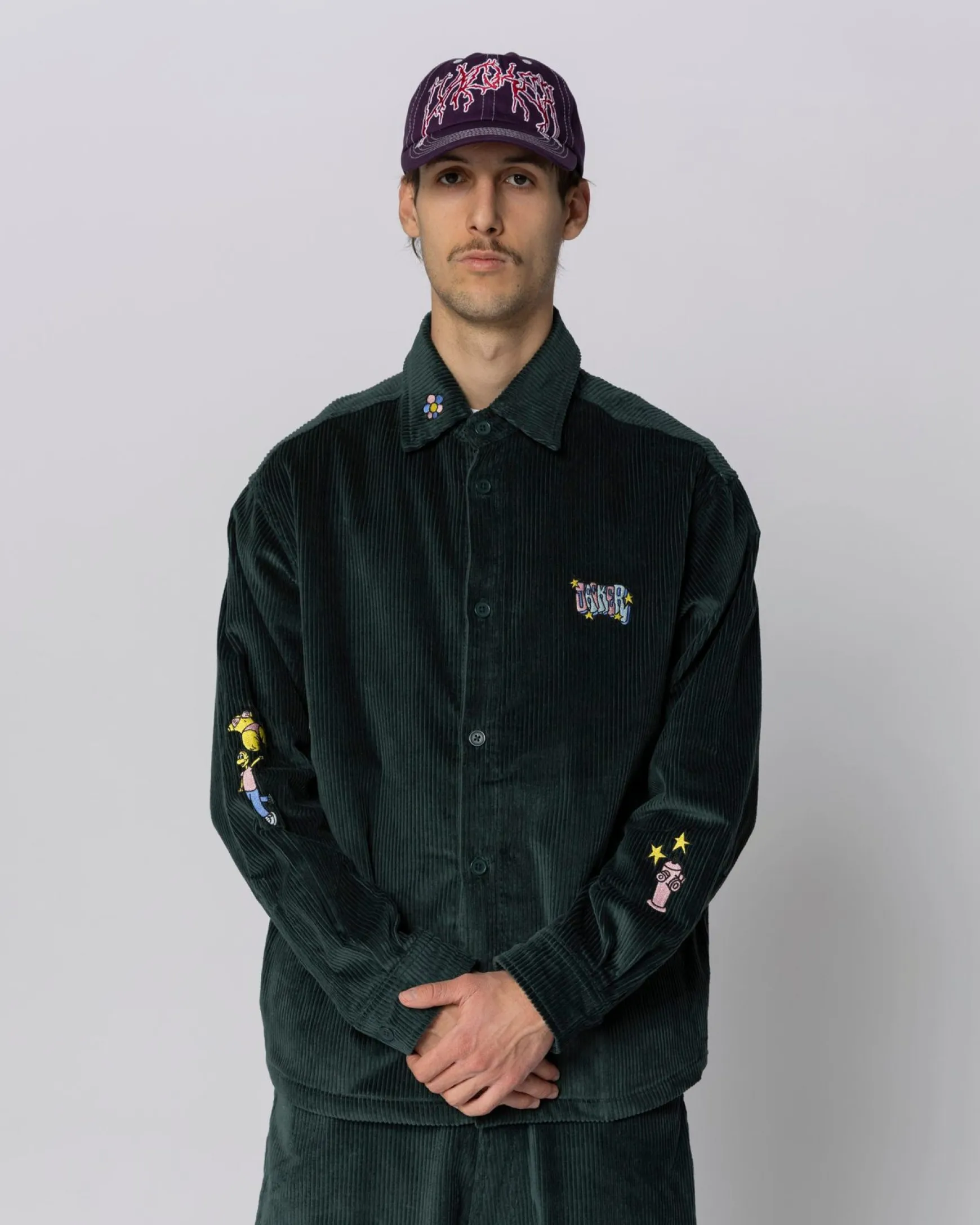 Jacker City Tour Corduroy Shirt-Dark Green