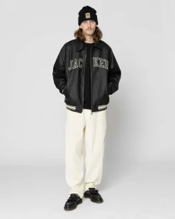 Jacker College-Faux Leather Jacket-Black