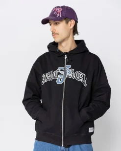 Jacker Double Jay Zipped Hoodie-Black