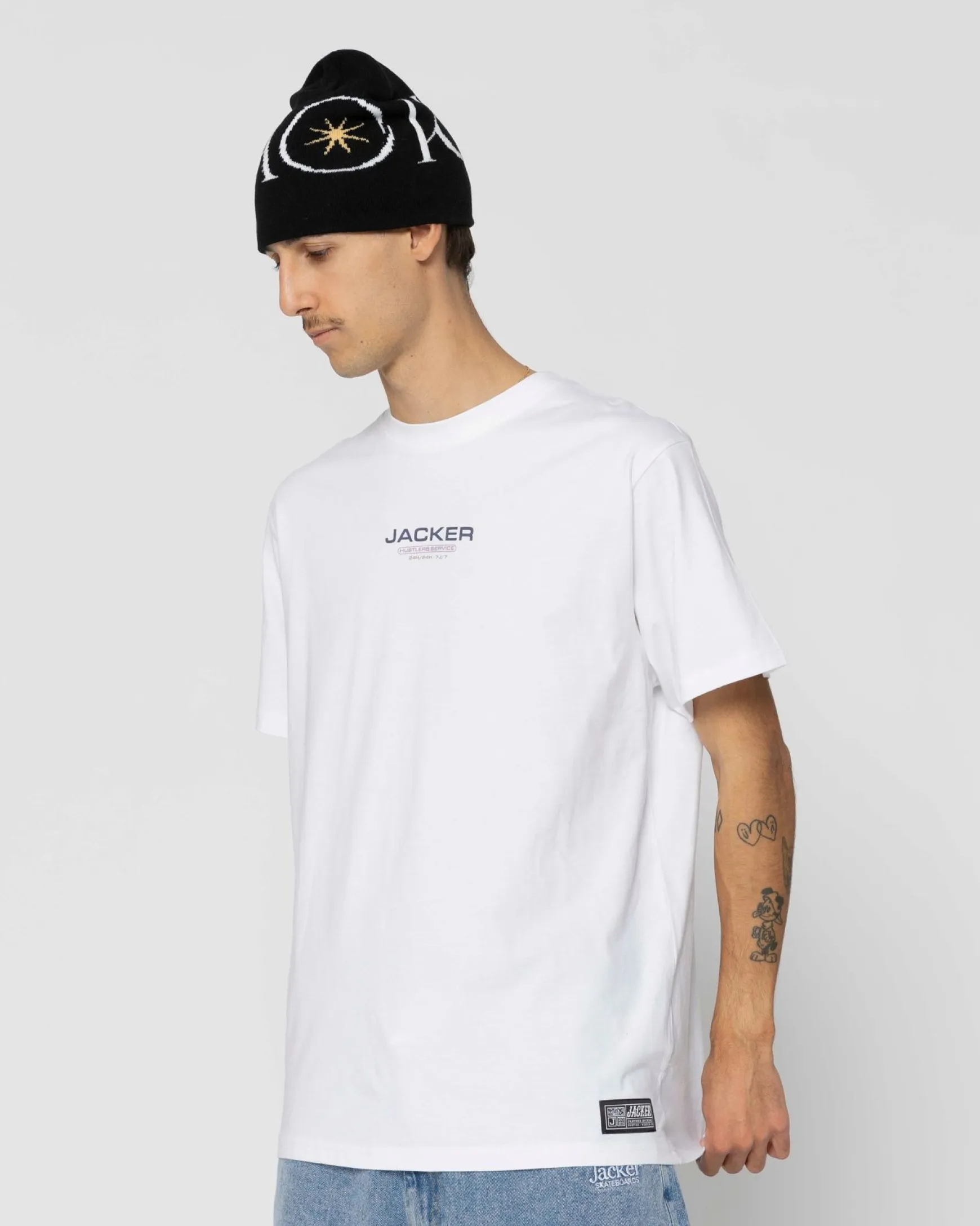 Jacker Hustler Service-T-Shirt-White